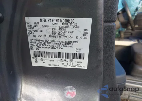 2011 Ford Escape Xlt из США, поврежденный, VIN 1FMCU9DGXBKA87356